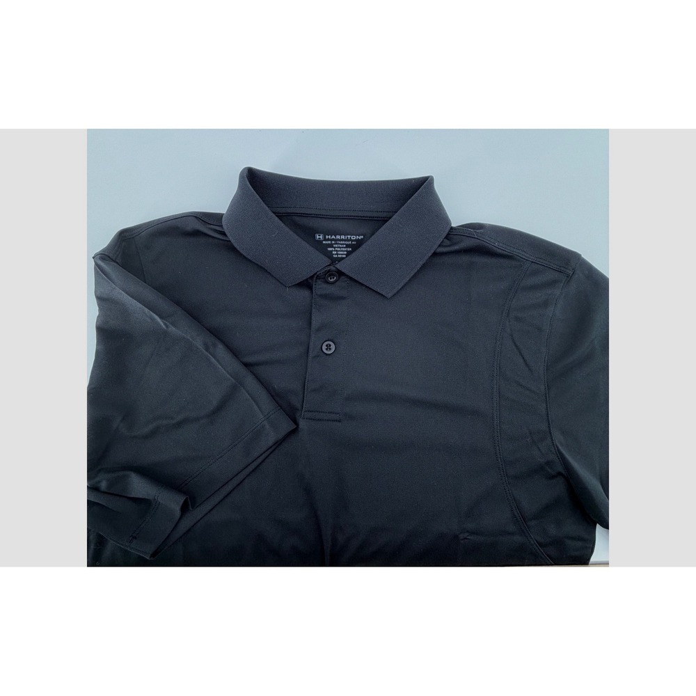 H Harriton‎ Mens Black Short Sleeve Performance Polo Shirt Size SMALL NEW WOT